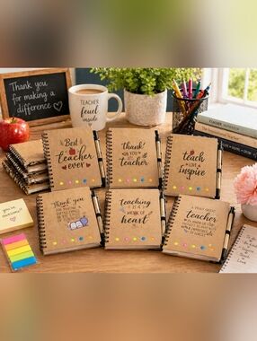 Lot of 12 Teacher Appreciation Notebooks w/ Pens Sticky Notes Gift Set Bulk